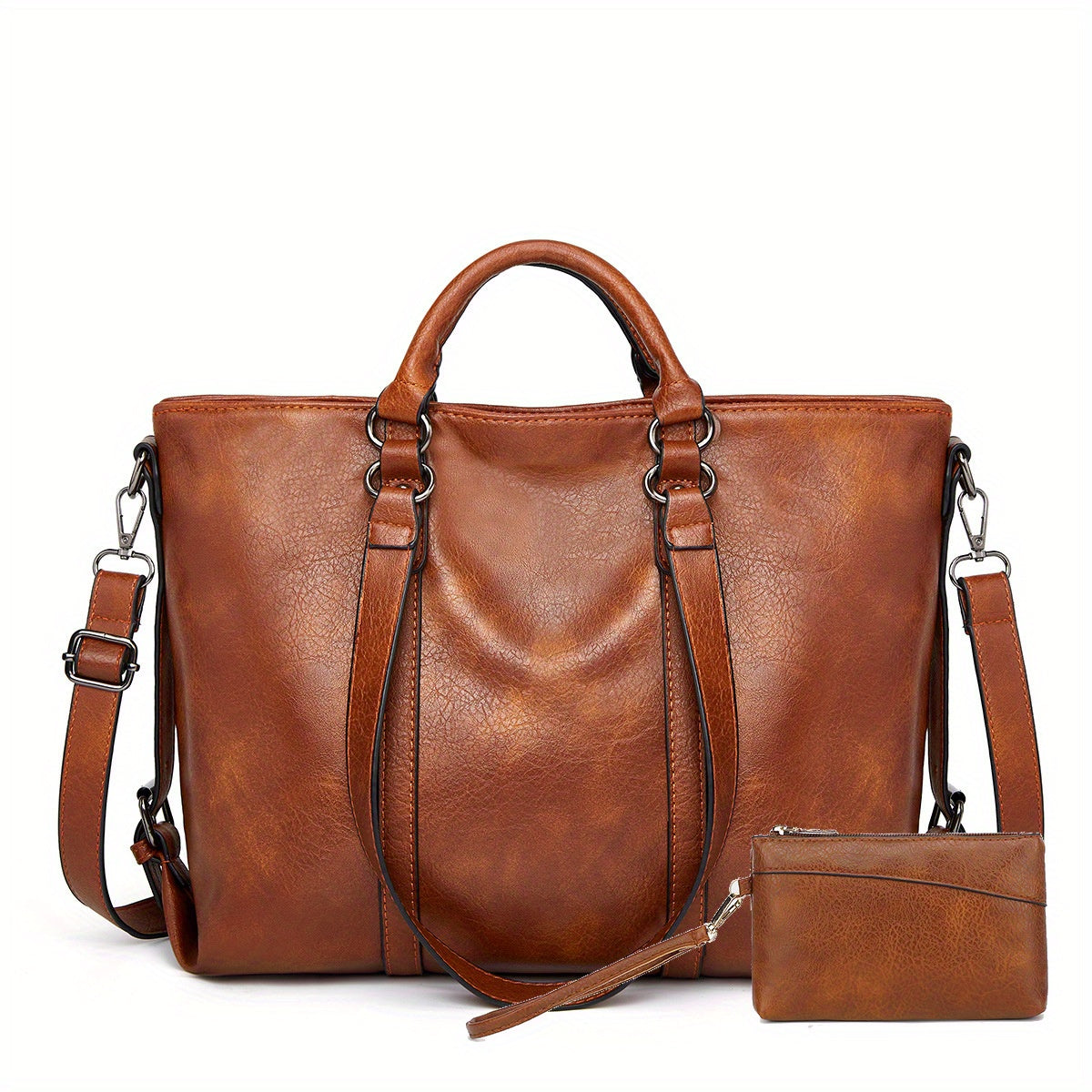 Bolsa Grande de Couro Atenas + Carteira de Brinde