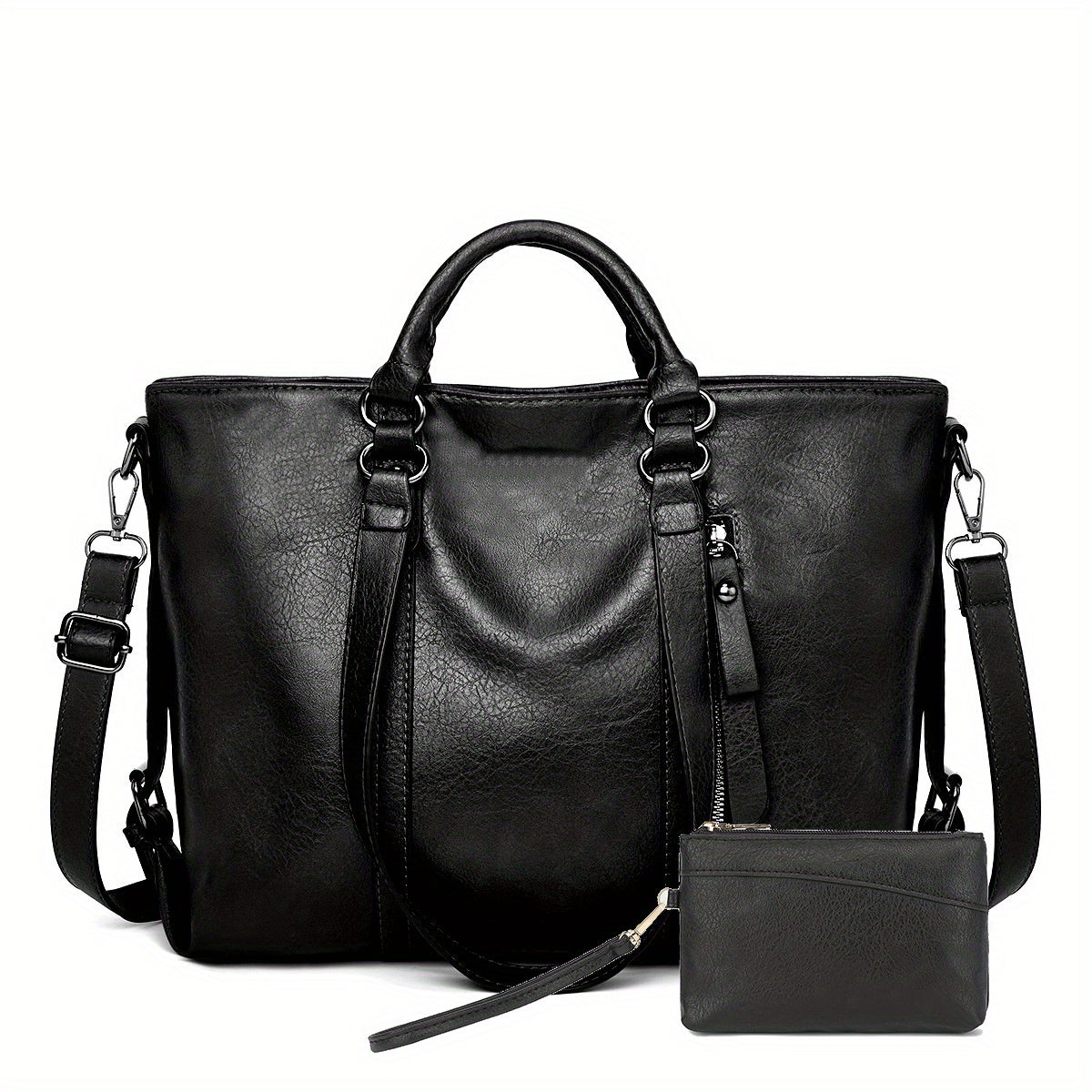 Bolsa Grande de Couro Atenas + Carteira de Brinde