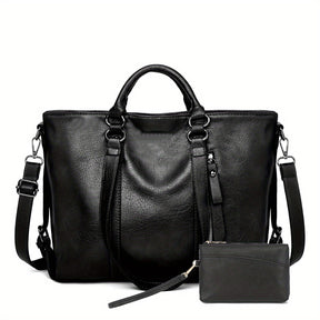 Bolsa Grande de Couro Atenas + Carteira de Brinde