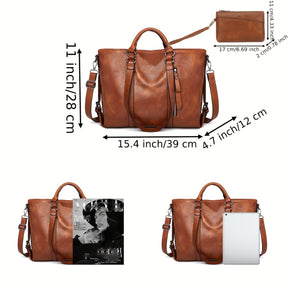Bolsa Grande de Couro Atenas + Carteira de Brinde